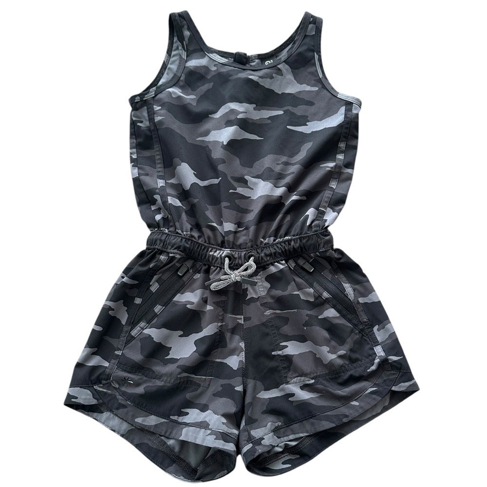 Athleta Girl‎ size XS/6 Black Camouflage Tank Shorts Romper activewear Camo Gray